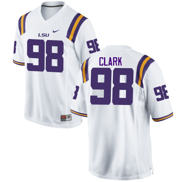 Men LSU Tigers #98 Deondre Clark College Football Jerseys Game-White - Click Image to Close